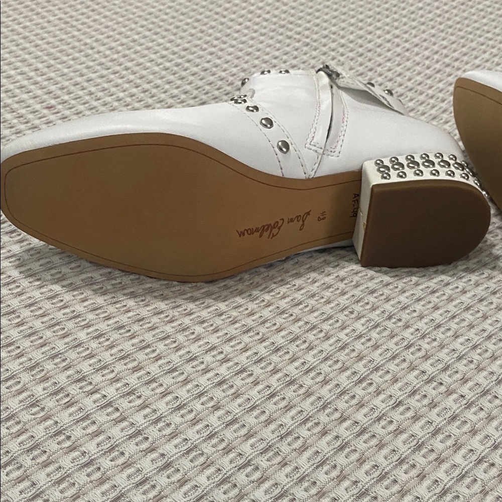 Sam Edelman White Ankle Boots with Silver Accents - Picture 3 of 5